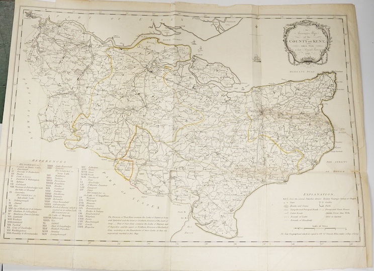 Hasted, Rev. Edward - The History and Topographical Survey of the County of Kent. Containing the ancient and present state of it, civil and ecclesiastical ... First Edition, 4 vols. complete with all the num. folded Hund